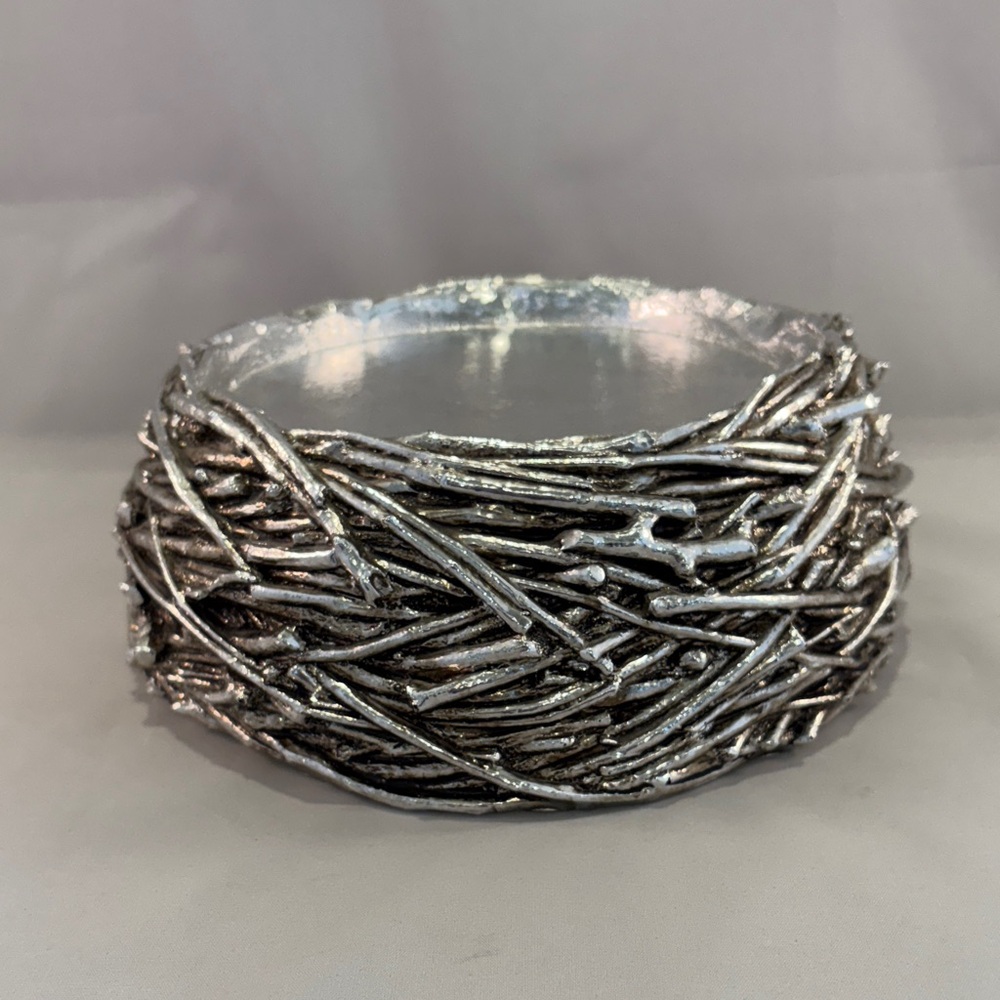 HomeWorx by Slatkin & Co Silver Birds Nest Pedestal